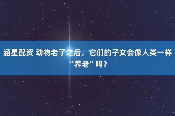 涵星配资 动物老了之后，它们的子女会像人类一样“养老”吗？